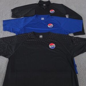 LOT OF 3 Pepsi Shirt Mens XL Black Blue Performance Workwear Logo Pullover Tee